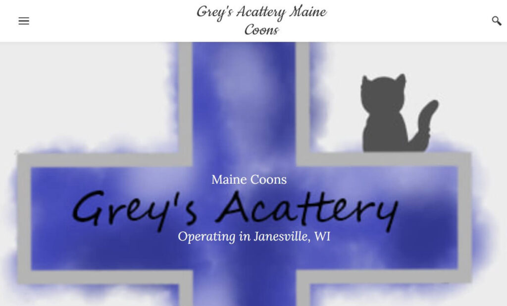 Screenshot of Greys Acattery Maine Coons Website